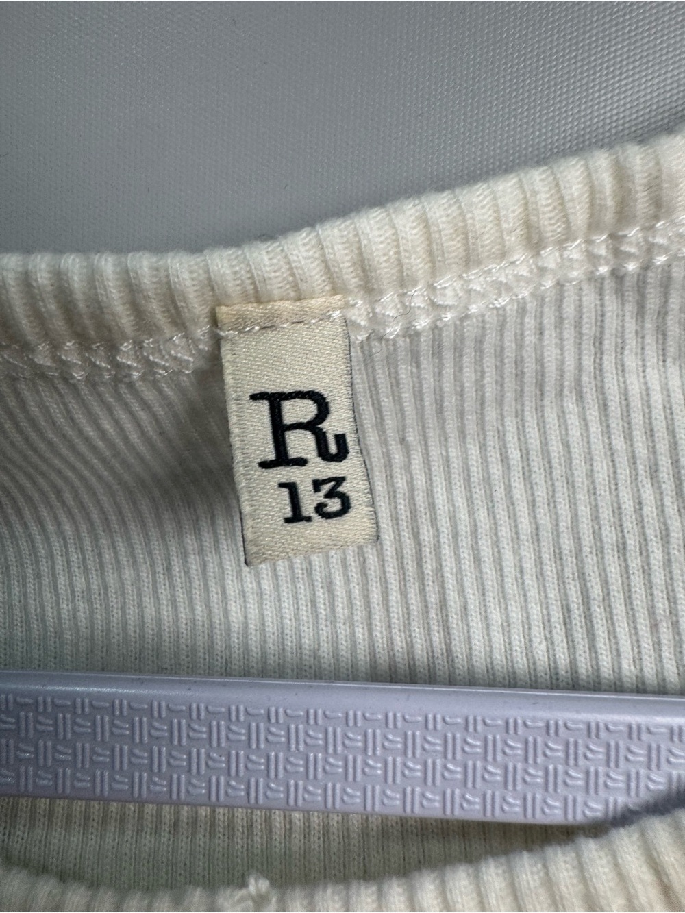 R13 Cream Distressed Ribbed Tank - Picture 2 of 2